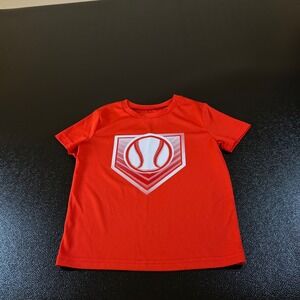 Jumping Beans Active T-Shirt Baseball Graphic Tee‎ Orange Top Youth Size 5T